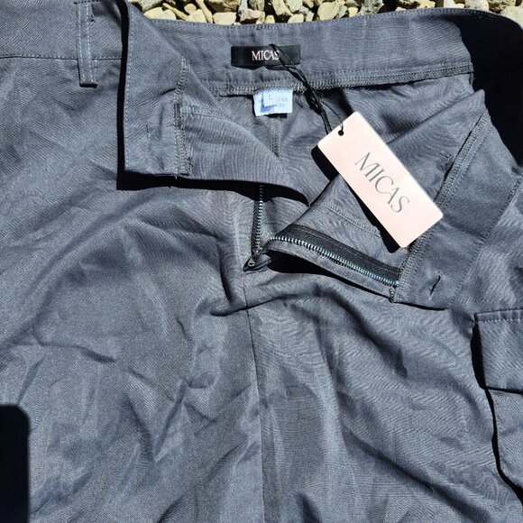 Micas Women Size Large High-Waisted Gray Cargo Maxi Skirt Slit Drawstring Hem - Picture 5 of 11